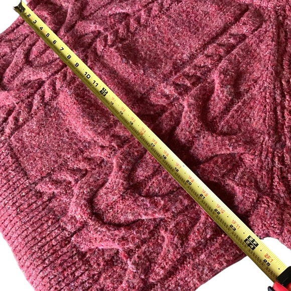 Universal Thread Cable Knit Sweater Mock Neck Size Large Red Orange Cozy Cropped - Picture 8 of 15
